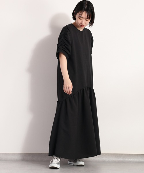 cepo(セポ)の「シアーポリサッカーギャザーワンピース(ワンピース・レディース・ブラック/グリーン・M)」の15枚目の写真