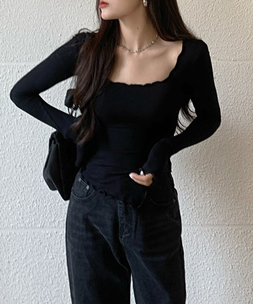 c.u.l(シーユーエル)の「スリット入りデザインカットソー culw443(Tシャツ/カットソー・レディース・ブルー/ブラック/ピンク・M/L)」の7枚目の写真