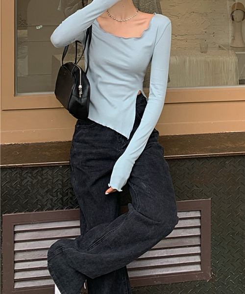 c.u.l(シーユーエル)の「スリット入りデザインカットソー culw443(Tシャツ/カットソー・レディース・ブルー/ブラック/ピンク・M/L)」の17枚目の写真
