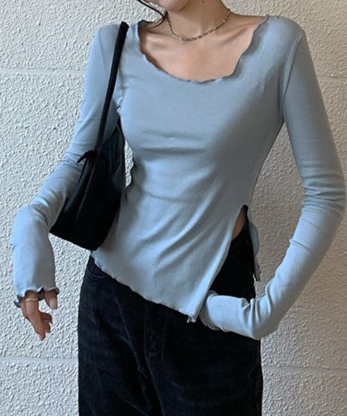 c.u.l(シーユーエル)の「スリット入りデザインカットソー culw443(Tシャツ/カットソー・レディース・ブルー/ブラック/ピンク・M/L)」の18枚目の写真