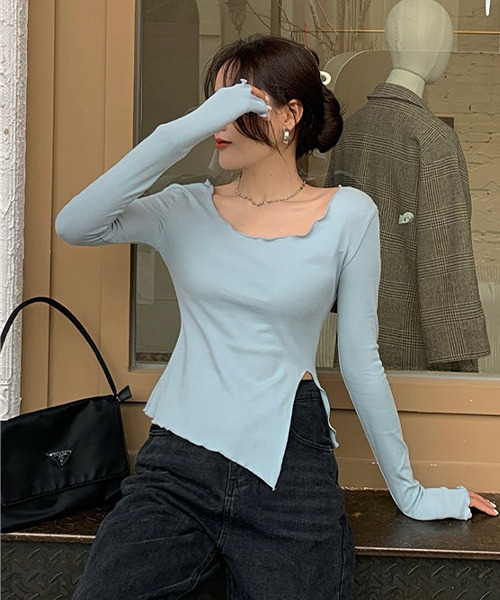 c.u.l(シーユーエル)の「スリット入りデザインカットソー culw443(Tシャツ/カットソー・レディース・ブルー/ブラック/ピンク・M/L)」の19枚目の写真