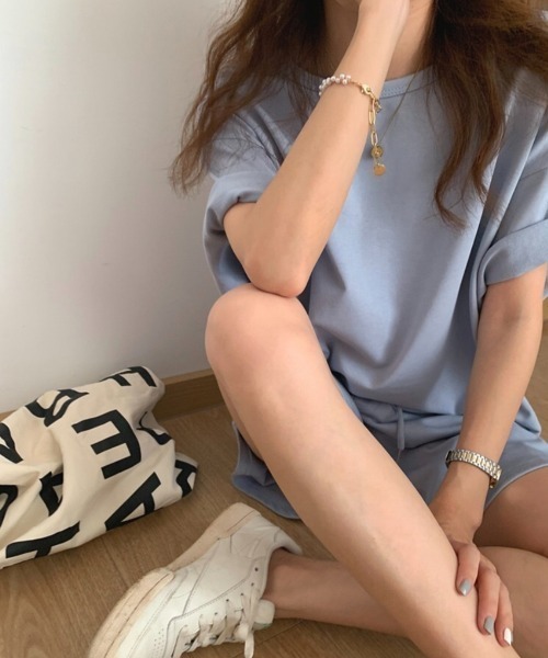 Chick(チック)の「ルーズトップスセットアップ(Tシャツ/カットソー・レディース・ブラック/グレー/ブルー・M/L)」の3枚目の写真