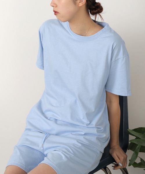 Chick(チック)の「ルーズトップスセットアップ(Tシャツ/カットソー・レディース・ブラック/グレー/ブルー・M/L)」の7枚目の写真