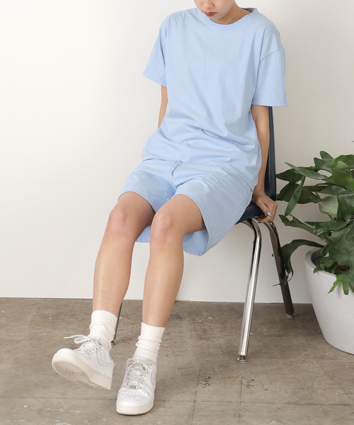 Chick(チック)の「ルーズトップスセットアップ(Tシャツ/カットソー・レディース・ブラック/グレー/ブルー・M/L)」の4枚目の写真