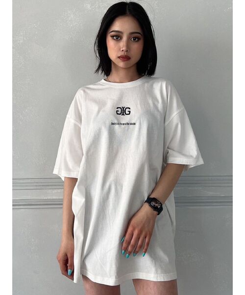 GYDA（ジェイダ）の「Symmetry GYDA BIG T/S（Tシャツ/カットソー・レディース・ブラック/オフホワイト・FREE）」の2枚目の写真