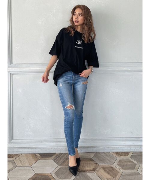 GYDA（ジェイダ）の「Symmetry GYDA BIG T/S（Tシャツ/カットソー・レディース・ブラック/オフホワイト・FREE）」の20枚目の写真