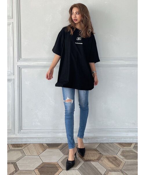 GYDA（ジェイダ）の「Symmetry GYDA BIG T/S（Tシャツ/カットソー・レディース・ブラック/オフホワイト・FREE）」の19枚目の写真