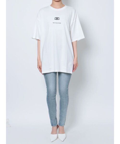 GYDA（ジェイダ）の「Symmetry GYDA BIG T/S（Tシャツ/カットソー・レディース・ブラック/オフホワイト・FREE）」の5枚目の写真