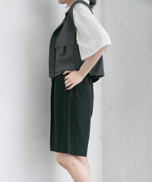 KBF（ケイビーエフ）の「リネンMIXショートパンツ（その他パンツ・レディース・ブラック/ネイビー/ベージュ・ONE）」の11枚目の写真