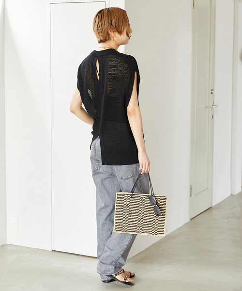 VERMEIL par iena(ヴェルメイユパーイエナ)の「【MAISON N.H PARIS/メゾン エヌ アッシュ パリ】Tote Bag Stripe(かごバッグ・レディース・A・FREE)」の12枚目の写真