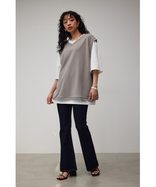 V-NECK VEST SET TEE/VネックベストセットTシャツ（Tシャツ/カットソー）｜AZUL BY MOUSSY（アズールバイマウジー）