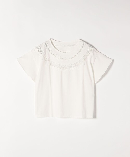 SHIPS any（シップス エニィ）の「SHIPS any:〈洗濯機可能〉ラウンド ネック レース Tシャツ（Tシャツ/カットソー・レディース・ブラック/ホワイト・ONE SIZE）」の3枚目の写真