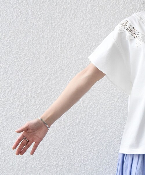 セール】SHIPS any:〈洗濯機可能〉ラウンド ネック レース T