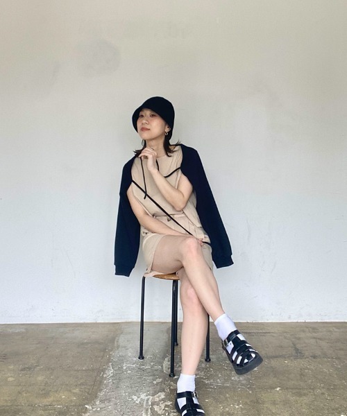 ISOOK(アイスー)の「Belted short pants set up / ベルトショートパンツセットアップ(kiharu select)(セットアップ・レディース・ブラック/ベージュ・FREE)」の8枚目の写真