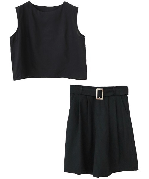 ISOOK(アイスー)の「Belted short pants set up / ベルトショートパンツセットアップ(kiharu select)(セットアップ・レディース・ブラック/ベージュ・FREE)」の10枚目の写真