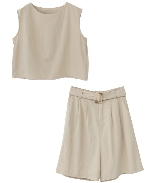 ISOOK(アイスー)の「Belted short pants set up / ベルトショートパンツセットアップ(kiharu select)(セットアップ・レディース・ブラック/ベージュ・FREE)」の11枚目の写真