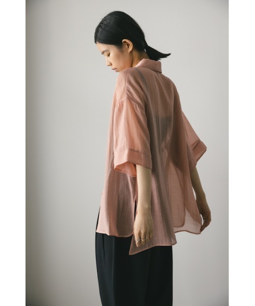 STYLEMIXER（スタイルミキサー）の「シアーハーフスリーブボクシーシャツ（シャツ/ブラウス・レディース・ベージュ/ピンク/ミント/ネイビー・FREE）」の12枚目の写真