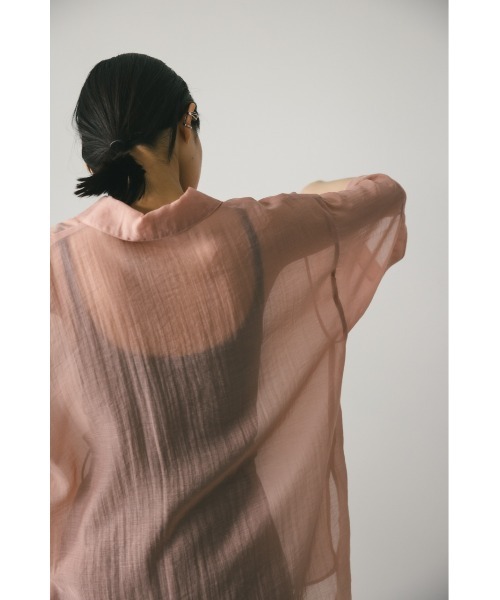 STYLEMIXER（スタイルミキサー）の「シアーハーフスリーブボクシーシャツ（シャツ/ブラウス・レディース・ベージュ/ピンク/ミント/ネイビー・FREE）」の8枚目の写真