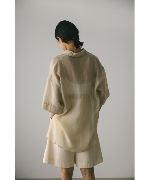 STYLEMIXER（スタイルミキサー）の「シアーハーフスリーブボクシーシャツ（シャツ/ブラウス・レディース・ベージュ/ピンク/ミント/ネイビー・FREE）」の5枚目の写真
