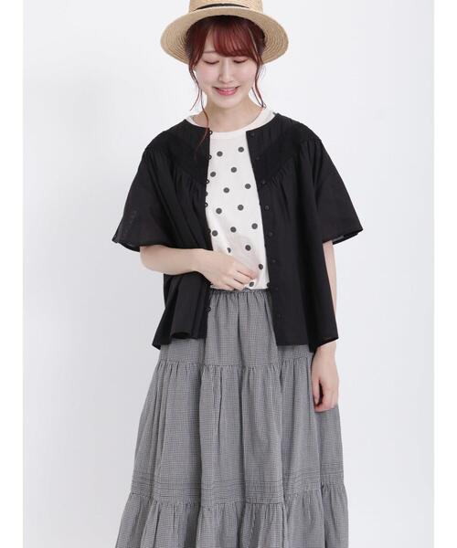 Samansa Mos2（サマンサ モスモス）の「切替レースブラウス（シャツ/ブラウス・レディース・ベージュ/オフホワイト/ブラック・F）」の2枚目の写真