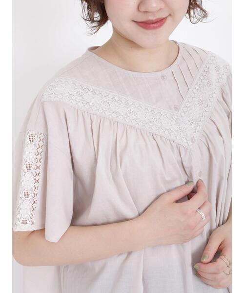 Samansa Mos2（サマンサ モスモス）の「切替レースブラウス（シャツ/ブラウス・レディース・ベージュ/オフホワイト/ブラック・F）」の4枚目の写真