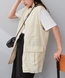 CIAOPANIC TYPY | リネン混スタンドZIPミリタリーベスト(ベスト)