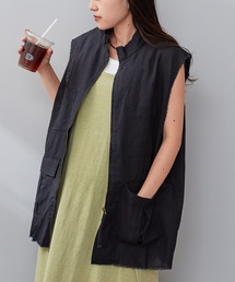 CIAOPANIC TYPY | リネン混スタンドZIPミリタリーベスト(ベスト)