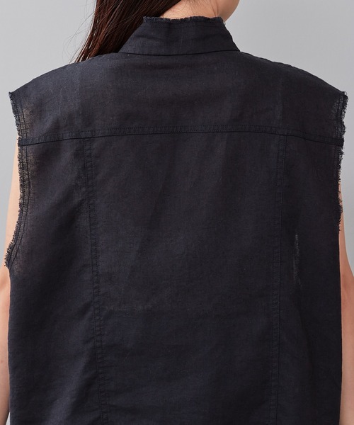 CIAOPANIC TYPY(チャオパニックティピー)の「リネン混スタンドZIPミリタリーベスト(ベスト・レディース・カーキ/ブラック/ベージュ・FREE)」の20枚目の写真