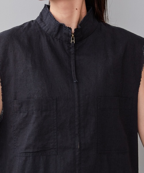 CIAOPANIC TYPY(チャオパニックティピー)の「リネン混スタンドZIPミリタリーベスト(ベスト・レディース・カーキ/ブラック/ベージュ・FREE)」の21枚目の写真