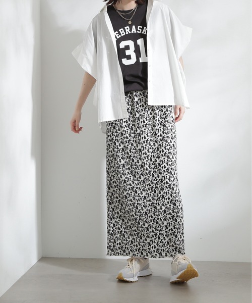 N.(N. Natural Beauty Basic)(エヌエヌナチュラルビューティーベーシック)の「◆花柄ナロープリーツスカート(スカート・レディース・ホワイト系その他/ブラック系その他・MEDIUM)」の15枚目の写真