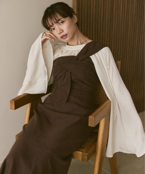 moi tytto（モイテュット）の「ねじりワンショルデザインワンピース（ワンピース・レディース・ブラウン/ベージュ・FREE）」の7枚目の写真