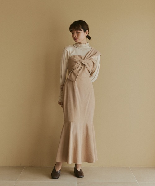 moi tytto（モイテュット）の「ねじりワンショルデザインワンピース（ワンピース・レディース・ブラウン/ベージュ・FREE）」の21枚目の写真