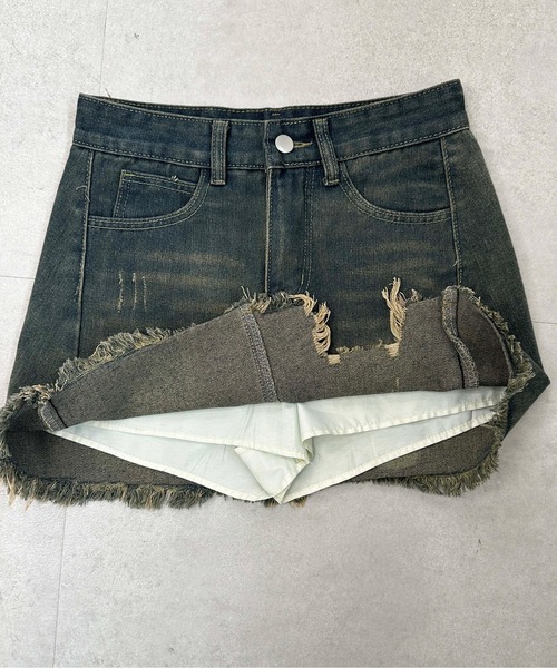 sedacle（セダクル）の「【SDG】overdie denim skirt pants（スカート・レディース・ブルー・FREE）」の4枚目の写真