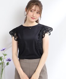 couture brooch | 【あったら嬉しい。華やぎトップス】袖レーストップス(Tシャツ/カットソー)