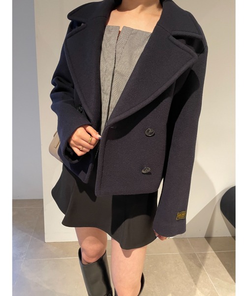 SNIDEL（スナイデル）の「ウールショートＰコート（その他アウター・レディース・ネイビー/アイボリー・0/1）」の4枚目の写真