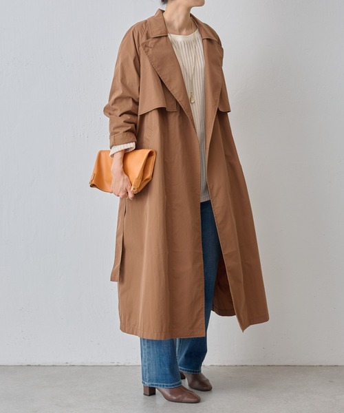 BEARDSLEY（ビアズリー）の「コットンナイロンラフトレンチコート（トレンチコート・レディース・ブラック/ブラウン・S/M）」の6枚目の写真