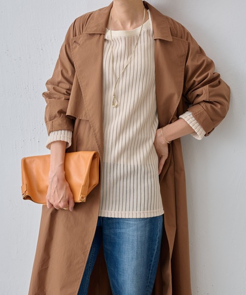 BEARDSLEY（ビアズリー）の「コットンナイロンラフトレンチコート（トレンチコート・レディース・ブラック/ブラウン・S/M）」の9枚目の写真