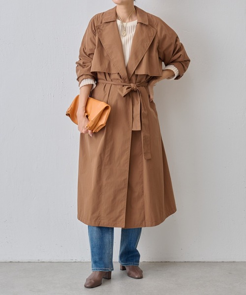 BEARDSLEY（ビアズリー）の「コットンナイロンラフトレンチコート（トレンチコート・レディース・ブラック/ブラウン・S/M）」の10枚目の写真