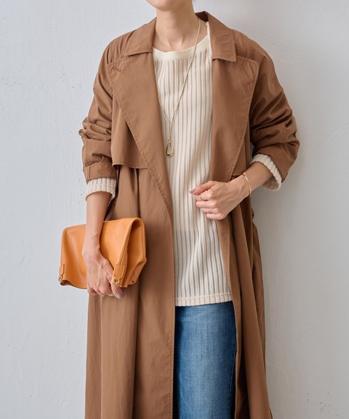 BEARDSLEY（ビアズリー）の「コットンナイロンラフトレンチコート（トレンチコート・レディース・ブラック/ブラウン・S/M）」の8枚目の写真