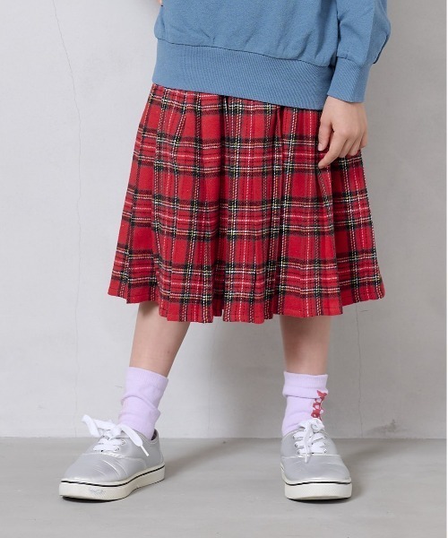 A BOND（アボンド）の「チェックプリーツスカート（kids/S～LL）（スカート・キッズ・チャコール/ネイビー/レッド・S/L/M/LL）」の3枚目の写真