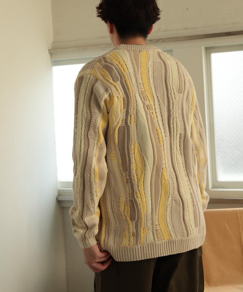 SENSE OF PLACE by URBAN RESEARCH(センスオブプレイスバイアーバンリサーチ)の「『ユニセックス』マルチカラーケーブルカーディガン(カーディガン/ボレロ・メンズ・ブラック/ライトベージュ/カーキ・MEDIUM/LARGE)」の6枚目の写真