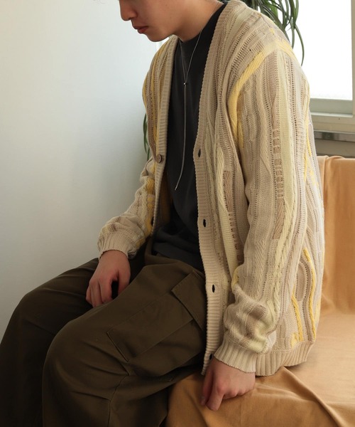 SENSE OF PLACE by URBAN RESEARCH(センスオブプレイスバイアーバンリサーチ)の「『ユニセックス』マルチカラーケーブルカーディガン(カーディガン/ボレロ・メンズ・ブラック/ライトベージュ/カーキ・MEDIUM/LARGE)」の8枚目の写真