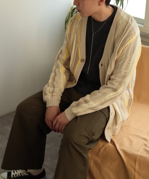 SENSE OF PLACE by URBAN RESEARCH(センスオブプレイスバイアーバンリサーチ)の「『ユニセックス』マルチカラーケーブルカーディガン(カーディガン/ボレロ・メンズ・ブラック/ライトベージュ/カーキ・MEDIUM/LARGE)」の9枚目の写真