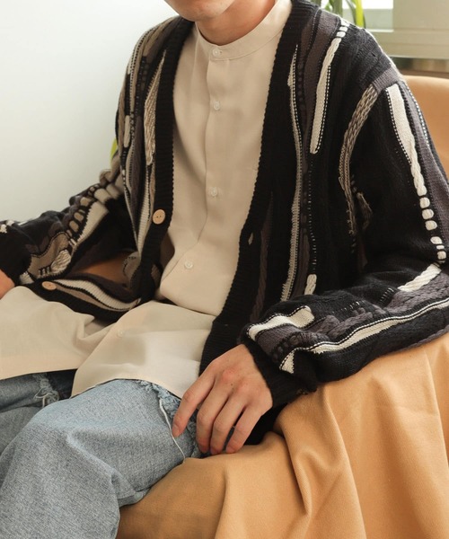 SENSE OF PLACE by URBAN RESEARCH(センスオブプレイスバイアーバンリサーチ)の「『ユニセックス』マルチカラーケーブルカーディガン(カーディガン/ボレロ・メンズ・ブラック/ライトベージュ/カーキ・MEDIUM/LARGE)」の13枚目の写真