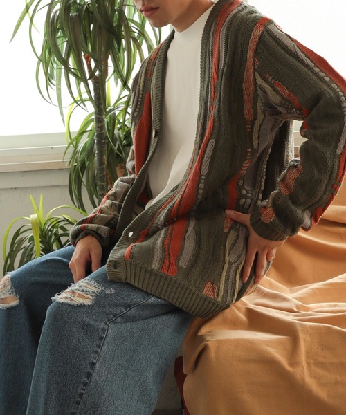 SENSE OF PLACE by URBAN RESEARCH(センスオブプレイスバイアーバンリサーチ)の「『ユニセックス』マルチカラーケーブルカーディガン(カーディガン/ボレロ・メンズ・ブラック/ライトベージュ/カーキ・MEDIUM/LARGE)」の1枚目の写真