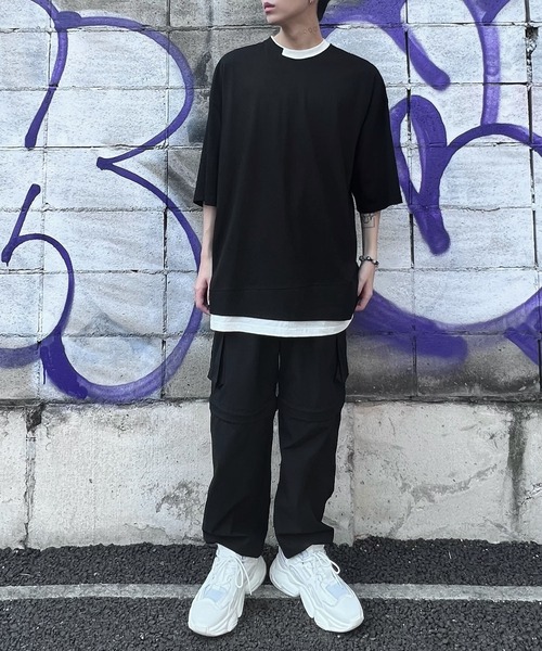 Figments（フィグメンツ）の「スーパービッグフェイクレイヤードTシャツ（Tシャツ/カットソー・レディース・スミクロ/ブラック・FREE）」の4枚目の写真