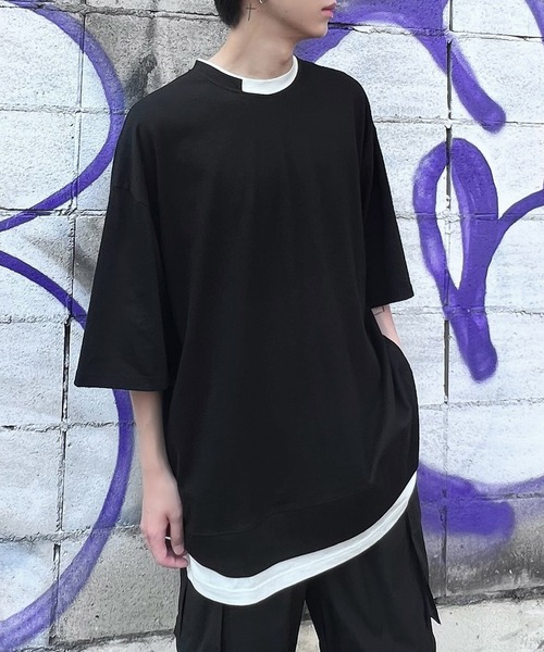 Figments（フィグメンツ）の「スーパービッグフェイクレイヤードTシャツ（Tシャツ/カットソー・レディース・スミクロ/ブラック・FREE）」の5枚目の写真