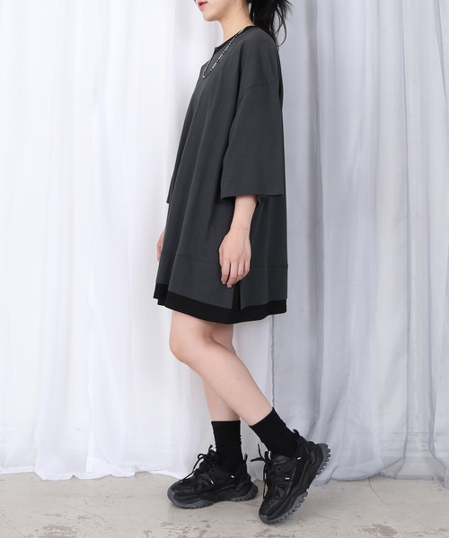 Figments（フィグメンツ）の「スーパービッグフェイクレイヤードTシャツ（Tシャツ/カットソー・レディース・スミクロ/ブラック・FREE）」の16枚目の写真