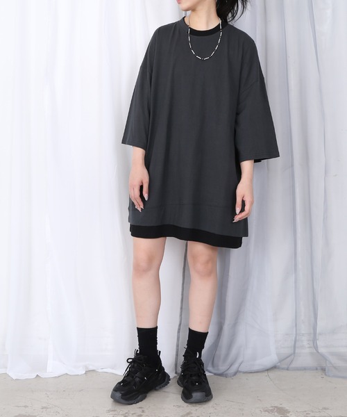 Figments（フィグメンツ）の「スーパービッグフェイクレイヤードTシャツ（Tシャツ/カットソー・レディース・スミクロ/ブラック・FREE）」の18枚目の写真