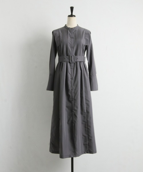 &. NOSTALGIA（アンドドットノスタルジア）の「ベルテッドピンタックシャツワンピース（シャツワンピース・レディース・サックスブルー/チャコールグレー・FREE）」の19枚目の写真